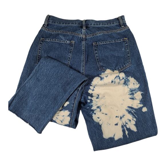 PacSun Blue White Tie Dye Distress Hi Rise Straight Leg Raw Hem Jeans 29 - Picture 3 of 5